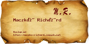 Maczkó Richárd névjegykártya